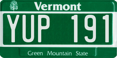VT license plate YUP191