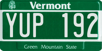 VT license plate YUP192
