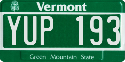 VT license plate YUP193