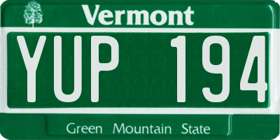 VT license plate YUP194