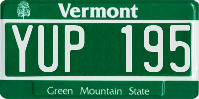 VT license plate YUP195