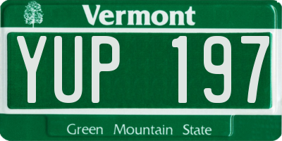 VT license plate YUP197