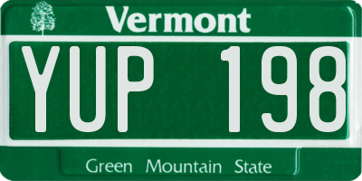 VT license plate YUP198