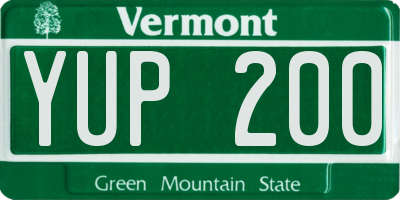 VT license plate YUP200