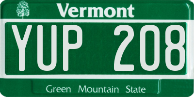 VT license plate YUP208