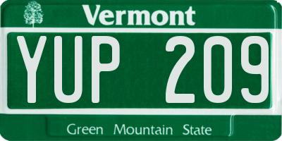 VT license plate YUP209
