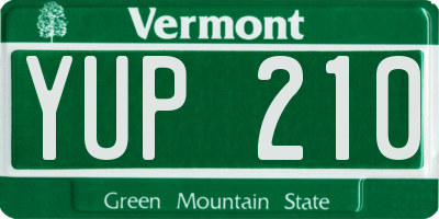 VT license plate YUP210
