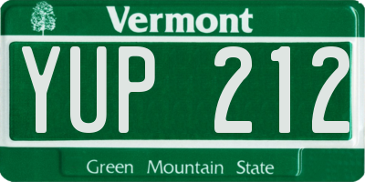 VT license plate YUP212