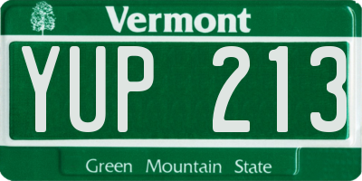 VT license plate YUP213