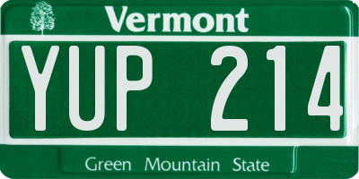VT license plate YUP214