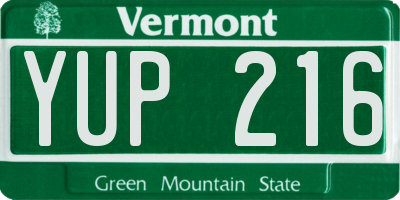 VT license plate YUP216