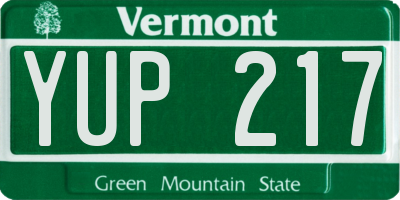 VT license plate YUP217