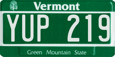 VT license plate YUP219