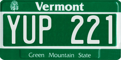 VT license plate YUP221