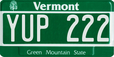 VT license plate YUP222