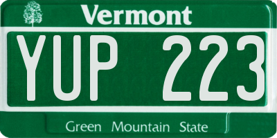 VT license plate YUP223