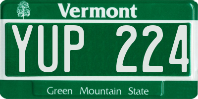 VT license plate YUP224