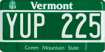 VT license plate YUP225