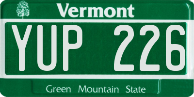 VT license plate YUP226