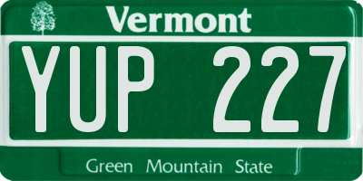VT license plate YUP227
