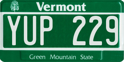 VT license plate YUP229