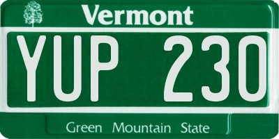 VT license plate YUP230
