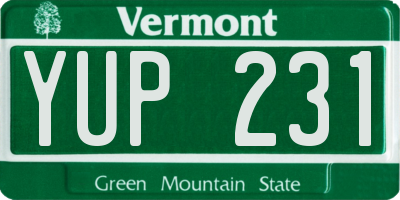 VT license plate YUP231