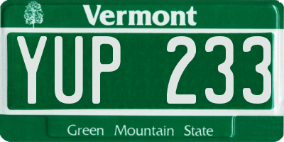 VT license plate YUP233
