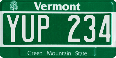 VT license plate YUP234