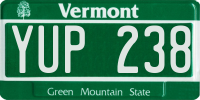 VT license plate YUP238