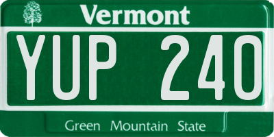 VT license plate YUP240