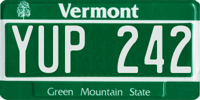 VT license plate YUP242