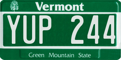 VT license plate YUP244