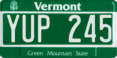 VT license plate YUP245