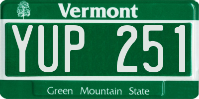 VT license plate YUP251