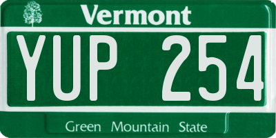 VT license plate YUP254