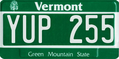 VT license plate YUP255