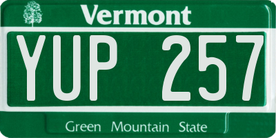 VT license plate YUP257