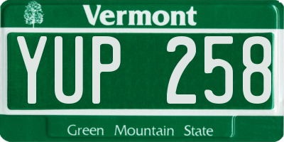 VT license plate YUP258