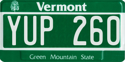 VT license plate YUP260