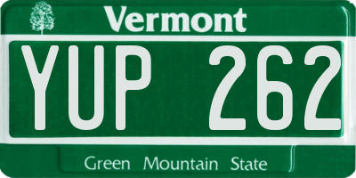 VT license plate YUP262