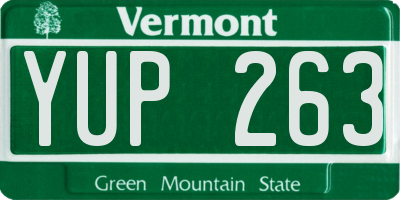 VT license plate YUP263