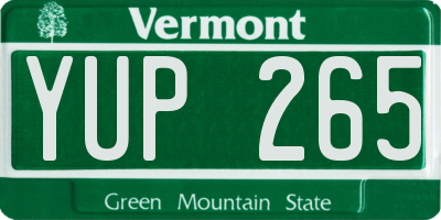 VT license plate YUP265