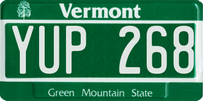 VT license plate YUP268