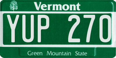 VT license plate YUP270