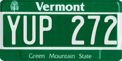 VT license plate YUP272