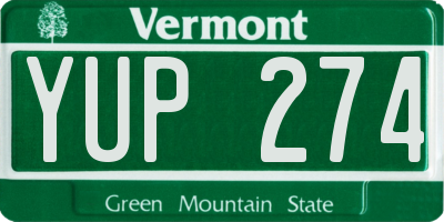 VT license plate YUP274