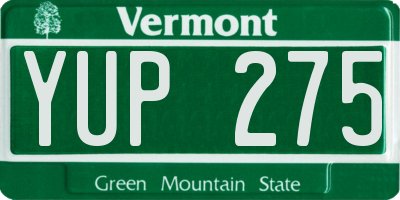 VT license plate YUP275