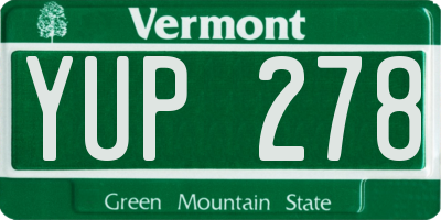VT license plate YUP278