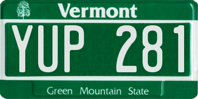 VT license plate YUP281